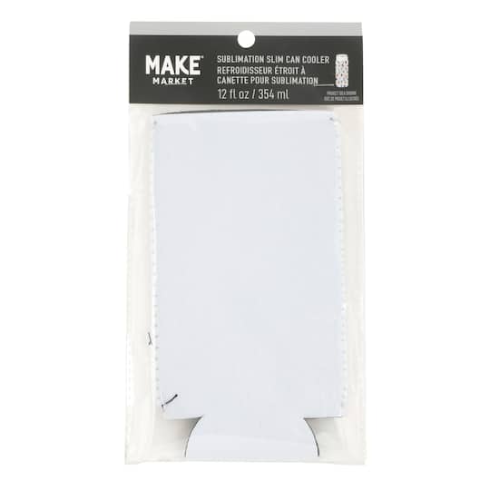 12 Pack: 12oz. Slim White Neoprene Sublimation Can Cooler by Make Market®
